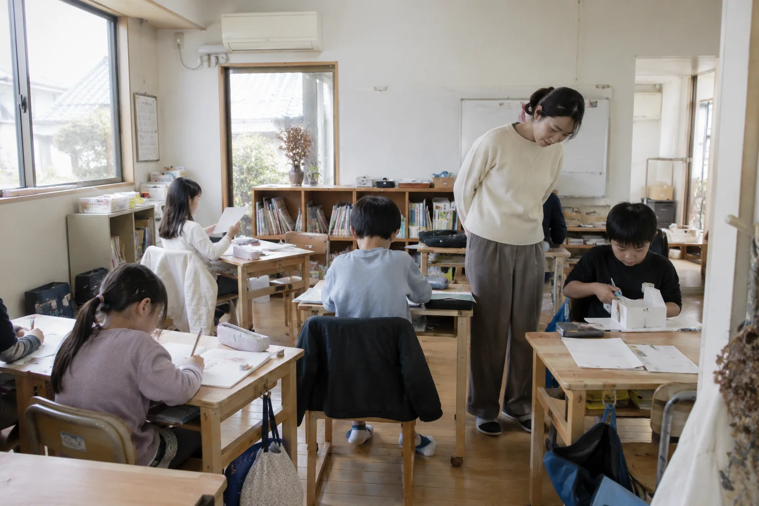 放課後教室の全景・利用場面を想定した生成画像。実在店舗・顧客ではありません。