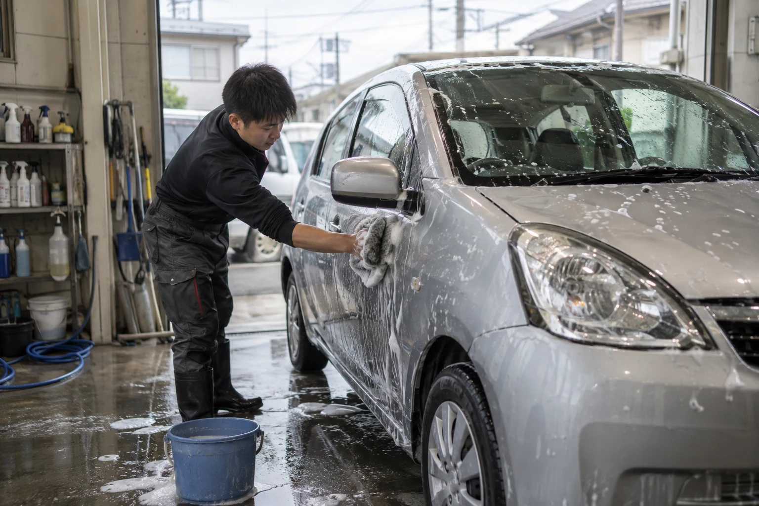 手洗い洗車のサンプル用の生成画像
