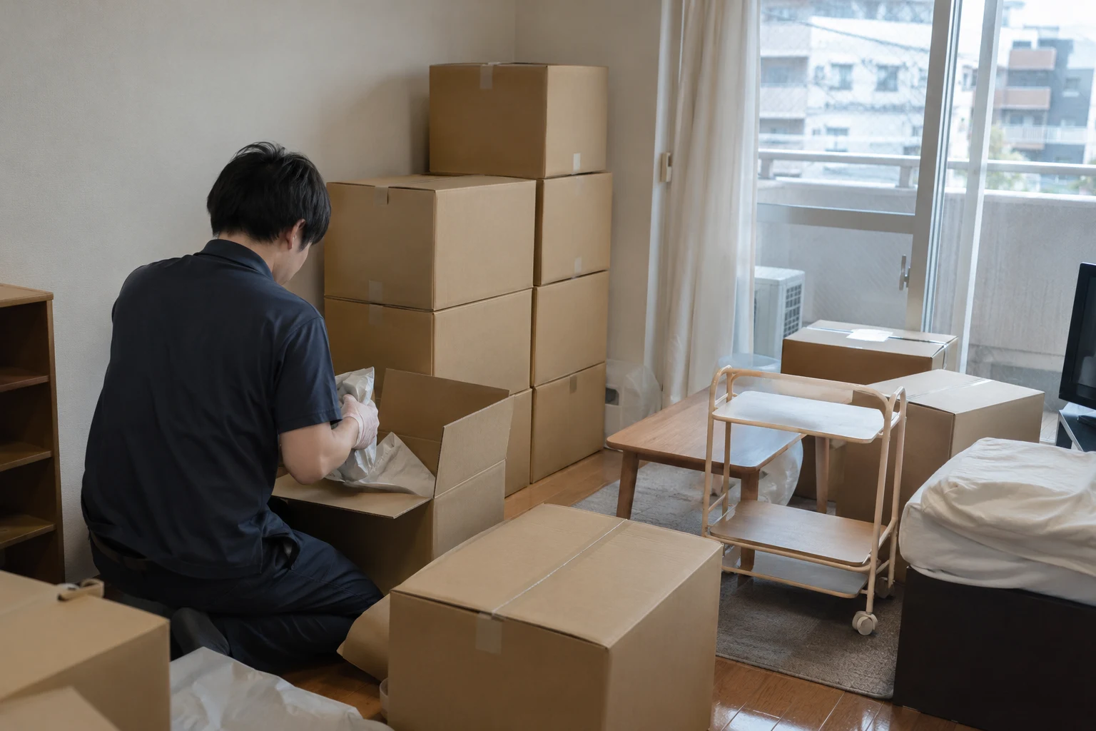 ひとり暮らしの引越しのサンプル用の生成画像