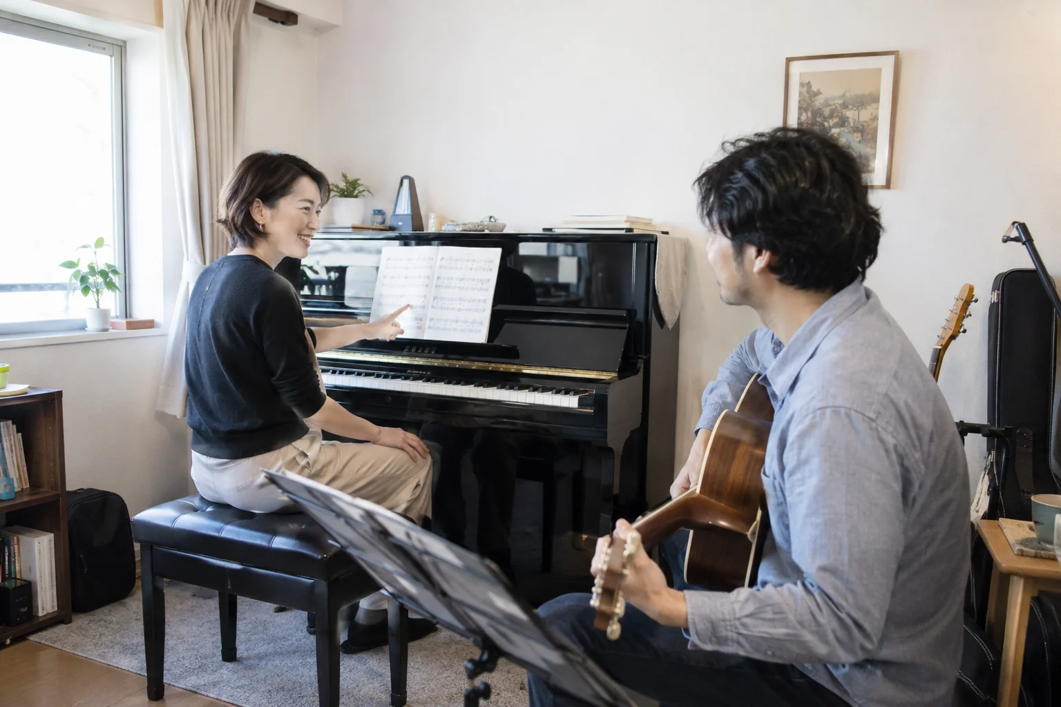 音楽教室の全景・利用場面を想定した生成画像。実在店舗・顧客ではありません。