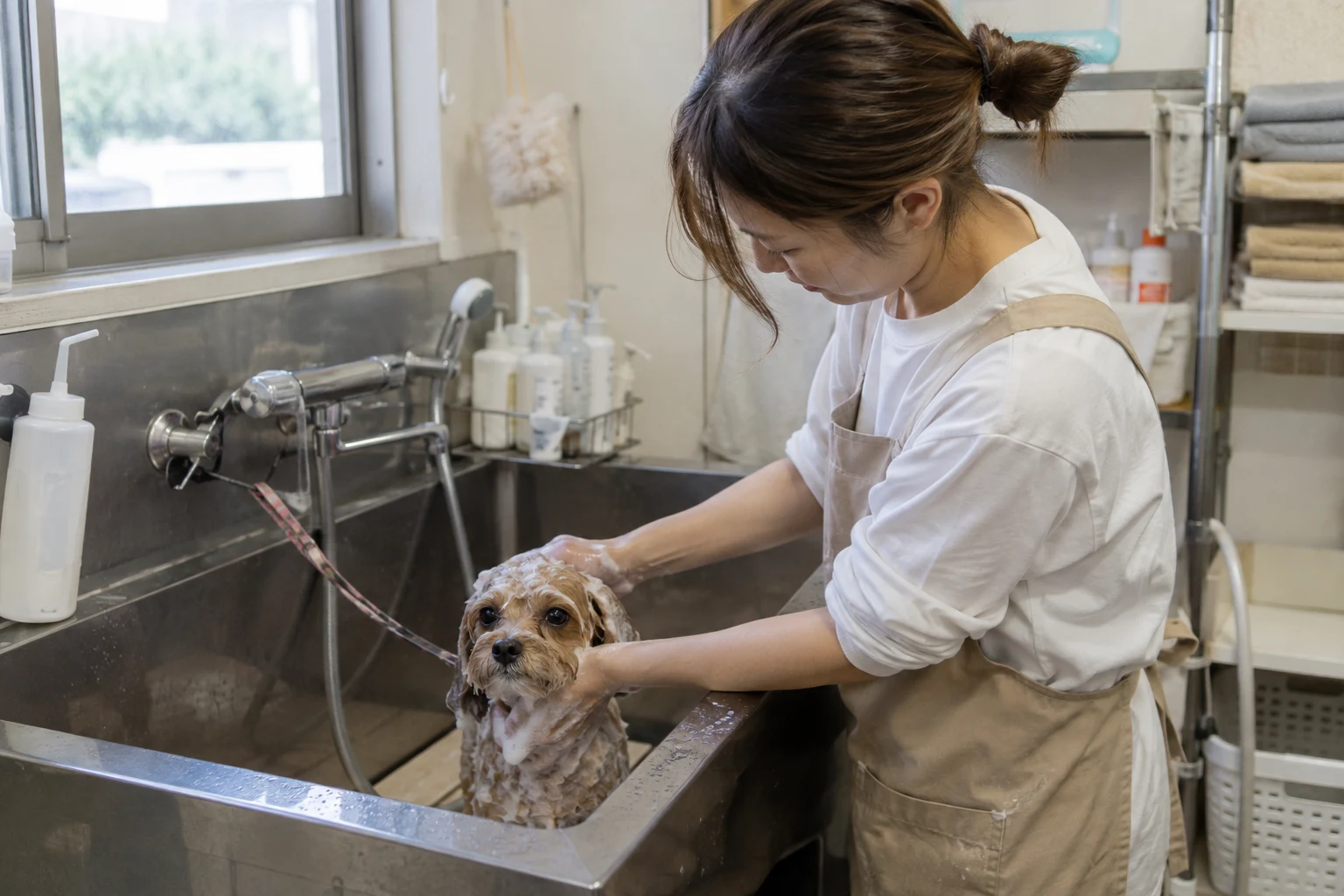 小型犬・シャンプーのサンプル用の生成画像