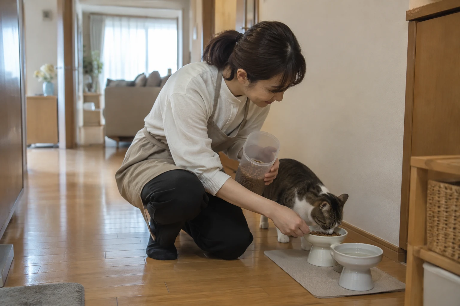 猫のお世話のサンプル用の生成画像